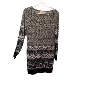 Michael Kors Womens Classic Snake Print Long Sleeve Dress Size M Retro Elegant